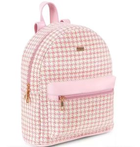 Pink Houndstooth Backpack