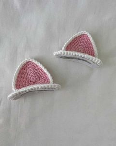 Crochet Cat Ear Hair Clips (1pair)