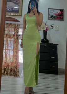 Green Satin Maxi Dress