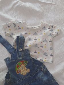 A Blue N White Gallace Suit For Baby Girl