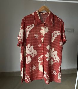 Floral Rust Orange Casual Chiffon Shirt