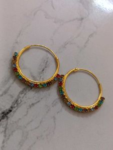 Hoop Earrings with Colorful Rhinestones