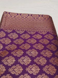 Purple &amp; Gold Brocade Fabric