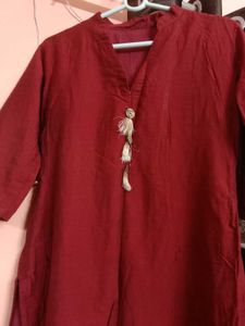 Burgundy Kurti With tassels