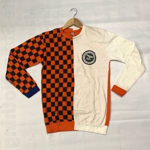 Orange & White Checked Boys’ T-Shirt Chest 36