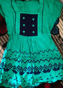 Green & Navy Casual Top