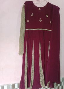 Dark Marjenta Anarkali With Embroidery