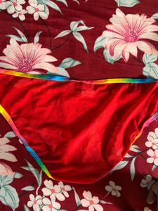 Branded Unused Net Red Rainbow Trim Briefs