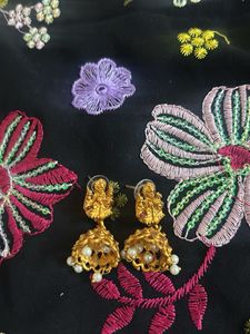 Golden Jhumka Earrings with Pearls