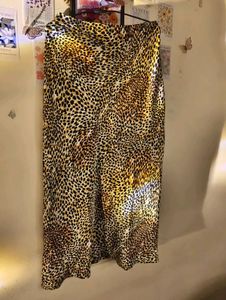 Animal Print Satin Maxi Skirt
