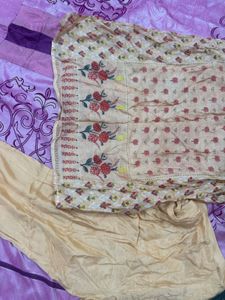 Peach Floral Print Kurta Set