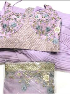 🆕🆕Lilac Colour Drape Saree with Shrug