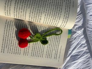 Crochet Cherry Key Chain+ Book Marker + Hair Tie