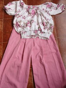 Floral Smocked Off-Shoulder Top With Free Pants