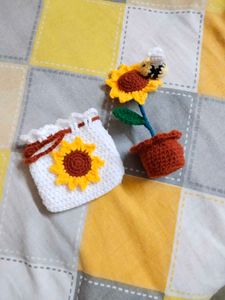 Crochet Sunflower Pouch &amp; Plant 🌻
