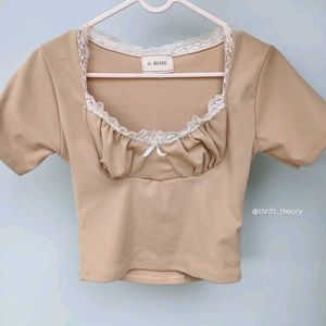 Cute Lace Trim Crop Top