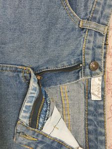 Light-Wash High-Waisted Denim Mini Skirt