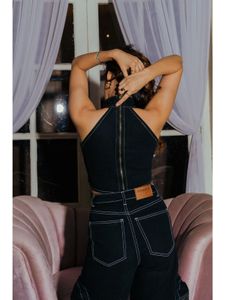 Freakins Chained Black Crop Top