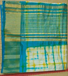 Tie-Dye Saree with Gold Border