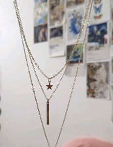 Gold 3 Layered Charm Necklace