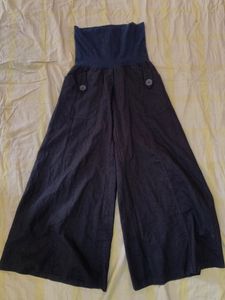 super wide leg black pants with cloth waist