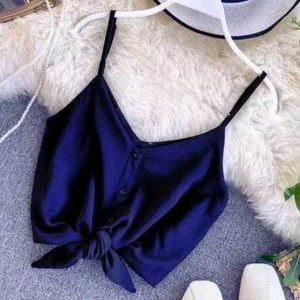 Navy Tie-Front Cami