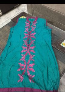 2Kurta Combo Set Green,blue Animal Print