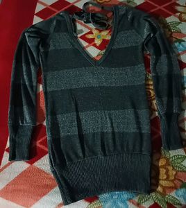 Madness Grey Deep V Neck Winter Top
