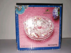 Glass Crystal Turtle Tortoise with Plate