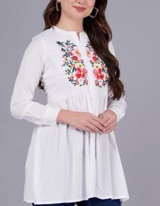 Floral Embroidered White Tunic