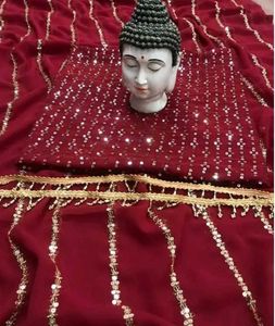 Beautiful Maroon Colour Sequence Work Saree