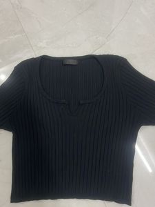 Black Ribbed Top