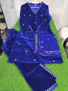 vibrant royal blue Velvet suit