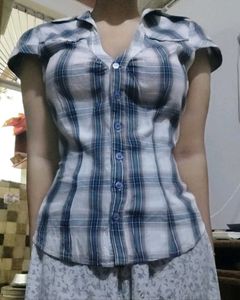 Vintage Y2K Plaid Button Down Top