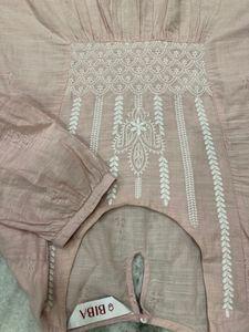 Biba Pink A-line Cotton Kurta