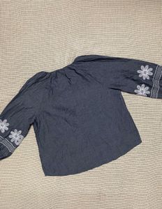 Charcoal Chambray Embroidered TunicTor