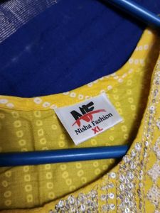 Yellow Cotton Bandhani Kurta