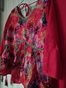 Floral Peplum Kurta Set with Plazzo