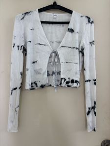 GARAGE TIE DYE FRONT CARDIGAN KNIT TOP