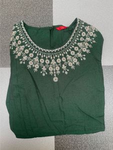 Green Embroidered Top
