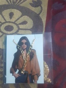Gold Chain Necklace with Red Stone