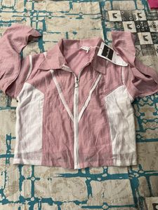 Pink &amp; White Zip-Up Jacket