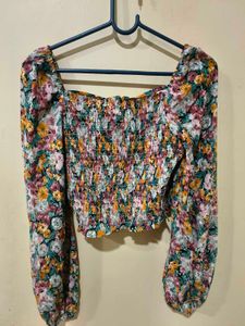 Floral Long Sleeve Crop Top