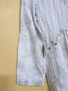 White Floral Kurta