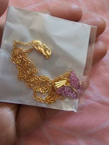 Pink Butterfly Pendant With Chain