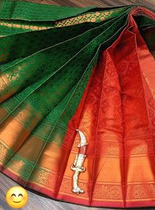 Elegant Green &amp; Red Saree