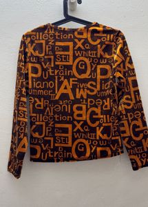 Vintage Letter Print Long Sleeve Top