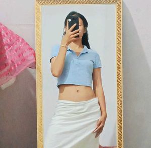 Baby Blue Cropped Polo
