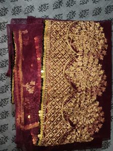 Burgundy  Color Net Saree