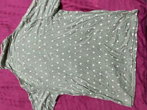 Green Polka Dots Turtle Neck Tee